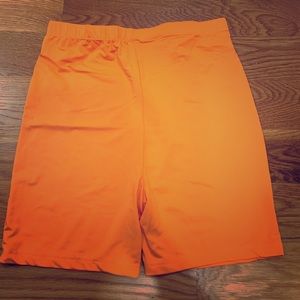 Neon Orange Solid Leggings Shorts